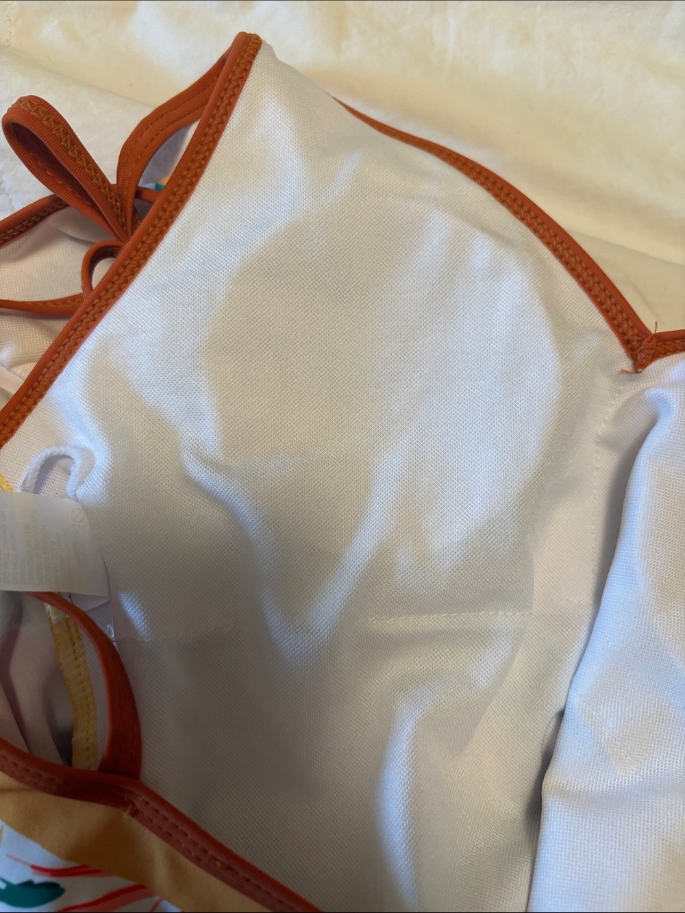 Girls Orange Citrus-Print One-Piece Swimsuit with Tie Straps - Picture 4 of 5